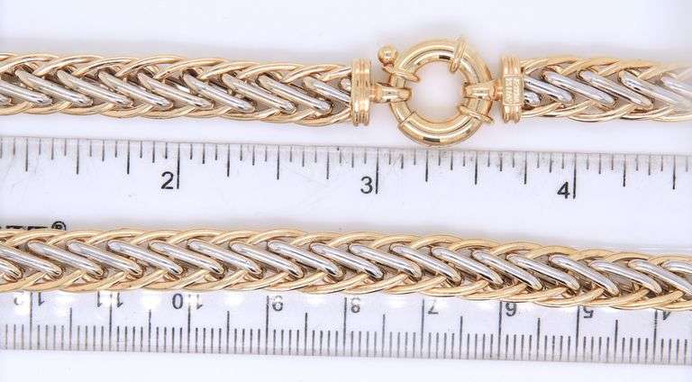 Incredible Two Tone Wheat Chain Necklace with Jumbo Spring Ring