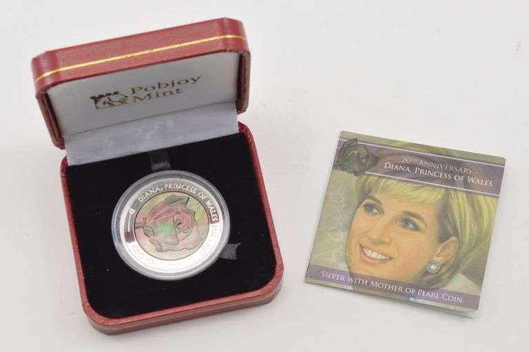 2017 Ascension Islands 1 Crown Princess Diana Silver MOPearl Box/COA