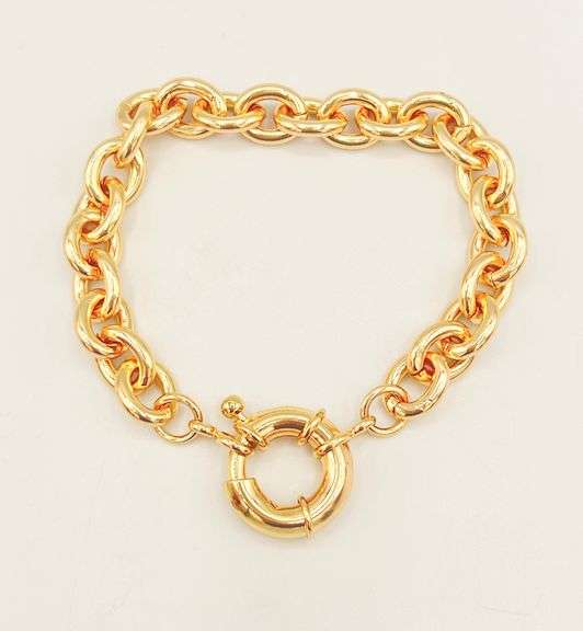 FANCY 18KT YELLOW GOLD PLATED OVAL LINK BRACELET