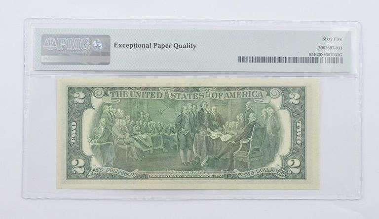 1976 $2 Federal Reserve Note FR# 1935-C* 1993 Coin & Currency Set PMG 65 EPQ GEM UNC