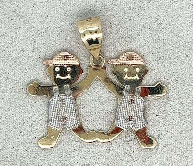 14K GOLD 3 TONE "BOYS" CHARM NECKLACE