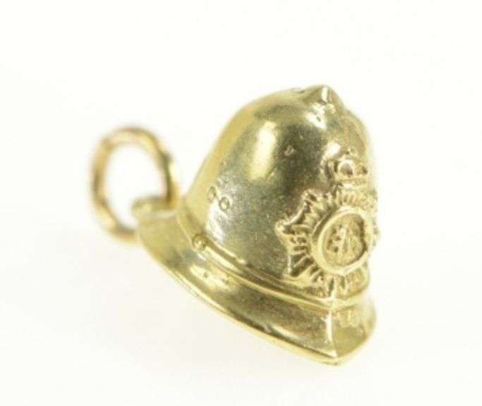 14K Yellow Gold 3D British Police Officer Hat Cap Charm/Pendant