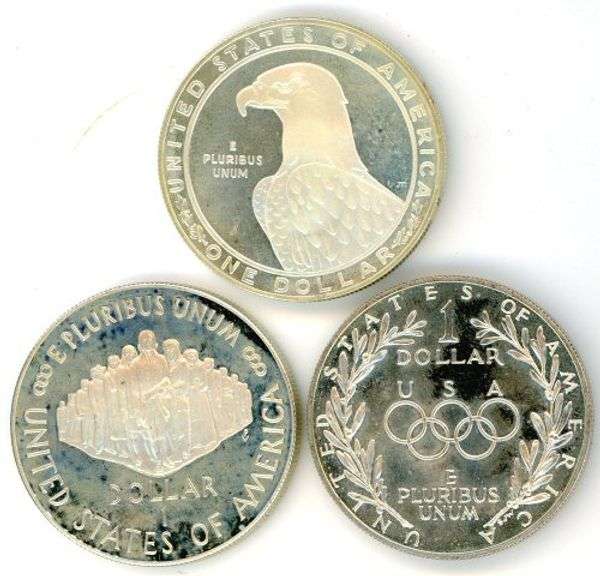 Three Proof Commemorative Silver Dollars