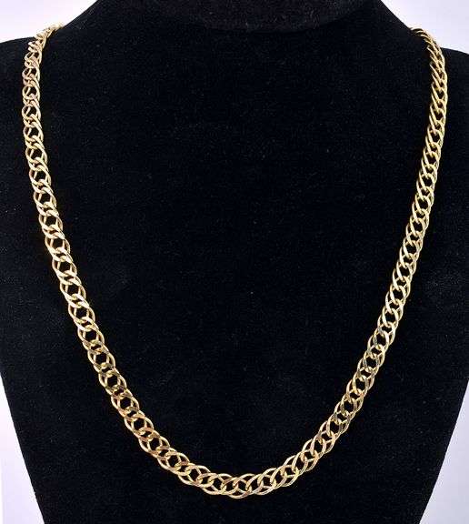 Vermeil Double Link Chain Necklace In Sterling Silver