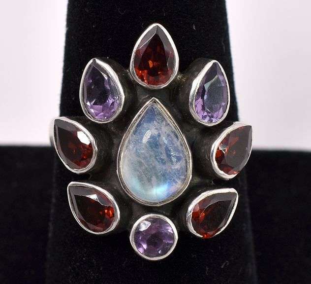 Multi-Gem Ring In Sterling Silver