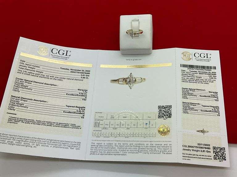 CERTIFIED LADIES 14K GOLD AND DIAMOND RING