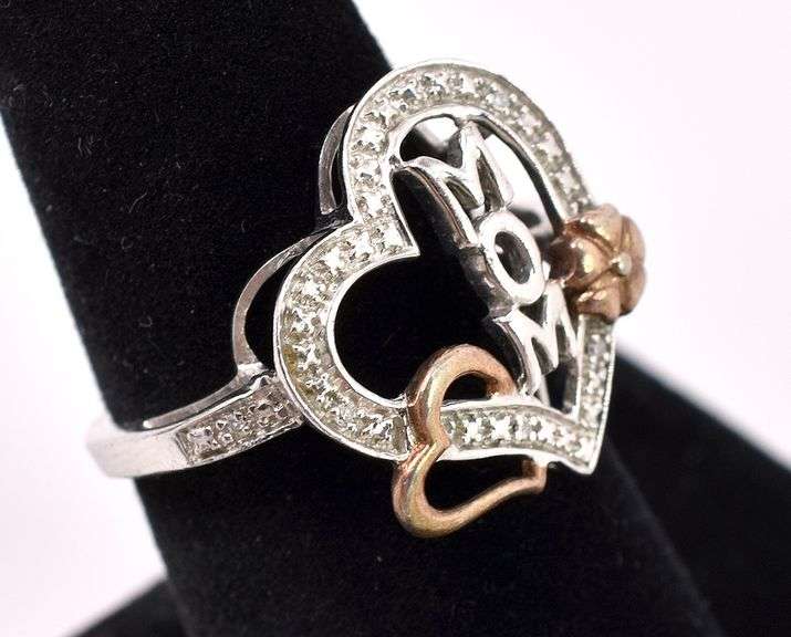 Heart With CZ Ring For Mom In Sterling Silver