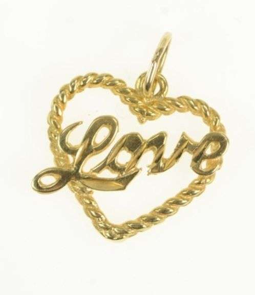 14K Yellow Gold Love Valentine Heart Vintage Romantic Charm/Pendant