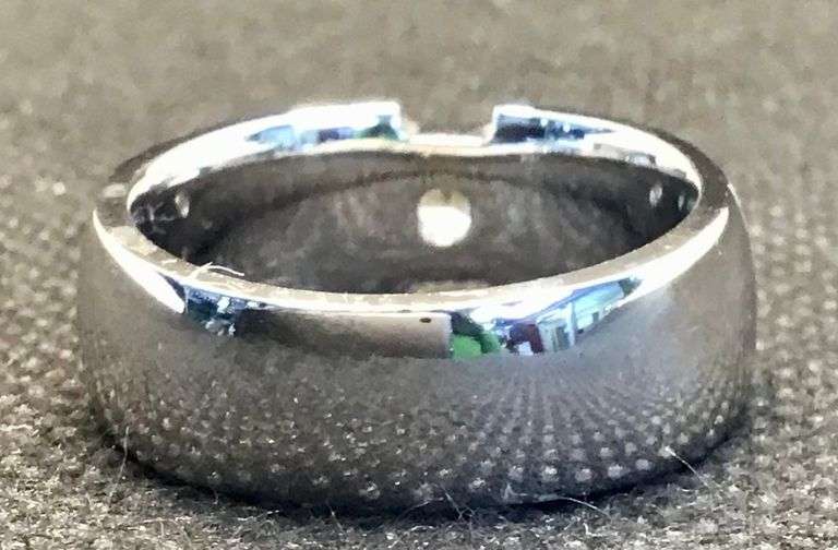 IMPRESSIVE 14K WHITE GOLD SOLITAIRE MATT MEN'S RING
