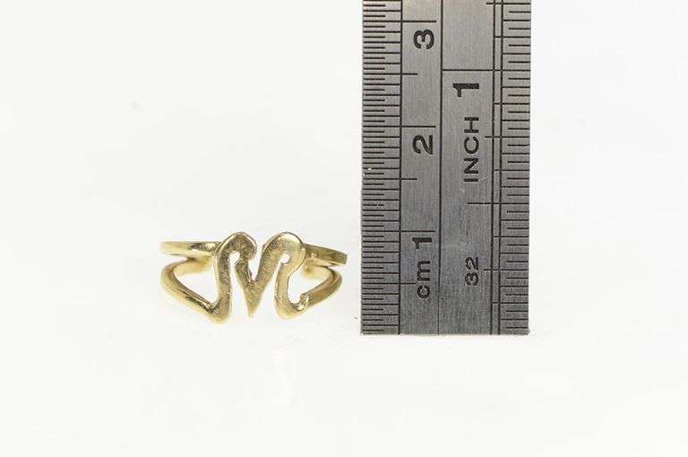 14K Yellow Gold M Cursive Monogram Name Initial Open Back Toe Ring
