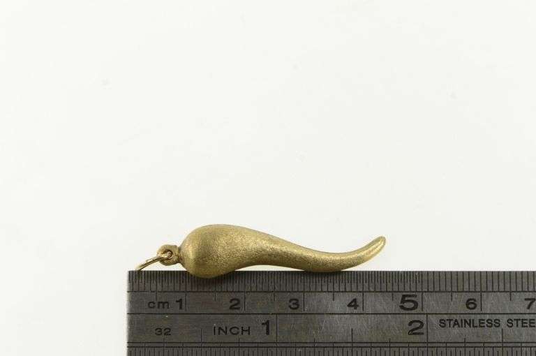 14K Yellow Gold Traditional Italian Horn Brushed Finish Charm/Pendant
