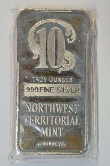 Northwest Territorial Mint 10 Troy Oz. pure .999 fine Silver Bar in Plastic