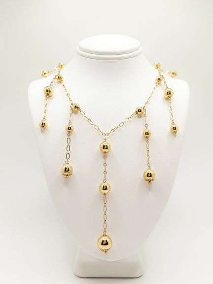 BEAUTIFUL 22KT YELLOW GOLD PLATED CHANDELIER STATION NECKLACE