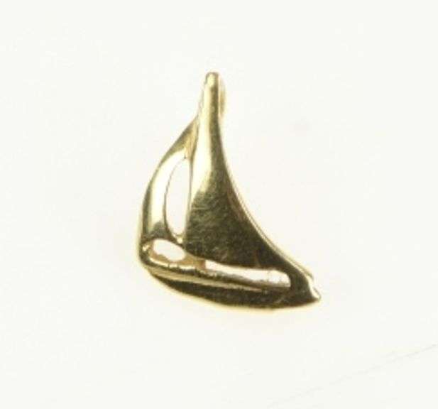 14K Yellow Gold Sail Boat Ship Nautical Motif Travel Charm/Pendant