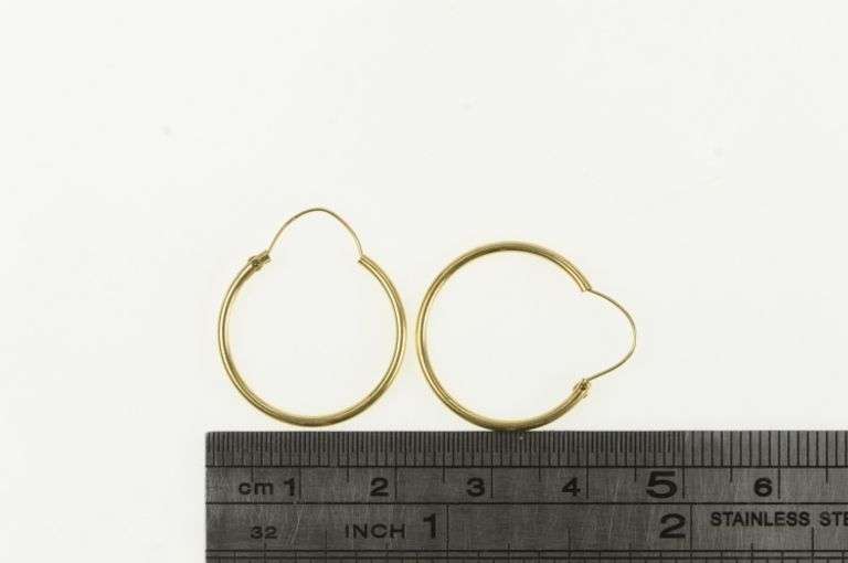 14K Yellow Gold 22.5mm Classic Vintage Simple Hoop Earrings