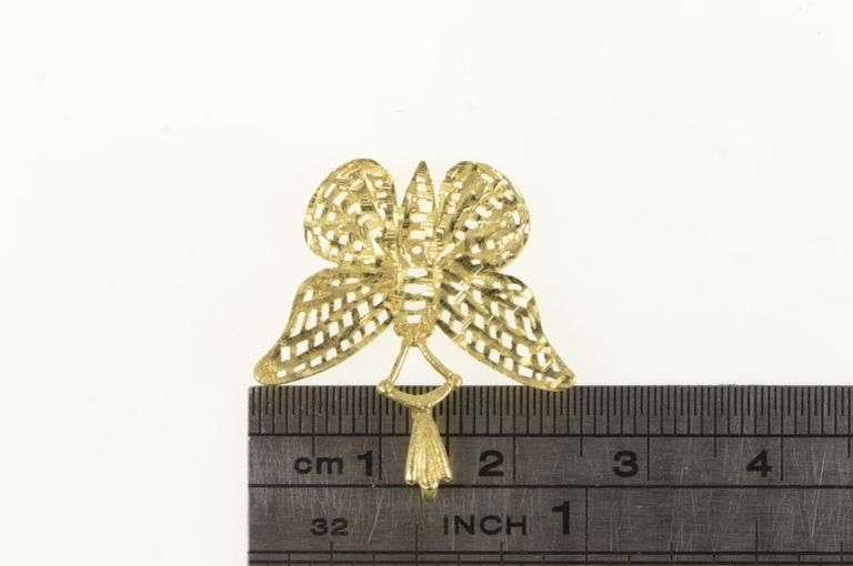 14K Yellow Gold Butterfly Filigree Change Symbol Vintage Charm/Pendant