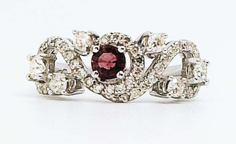 14kt Solid White Gold, Pink Tourmaline, & Diamond Ring