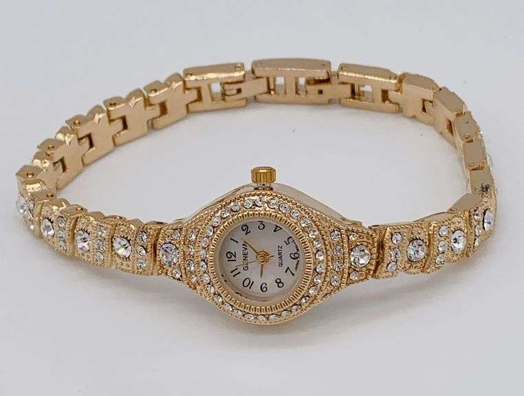 LADIES GENEVA & GEMSTONE WATCH-18KT GP