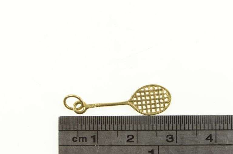 14K Yellow Gold 3D Badminton Tennis Racket Racquet Charm/Pendant
