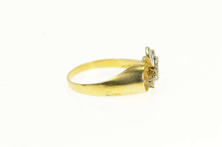 14K Yellow Gold 1950's Diamond Honey Bee Vintage Statement Ring