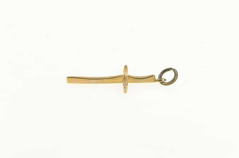 14K Yellow Gold Curved Christian Faith Symbol Classic Charm/Pendant