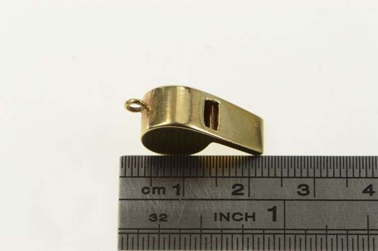 14K Yellow Gold 3D Whistle Sports Team Coach Articulated Charm/Pendant