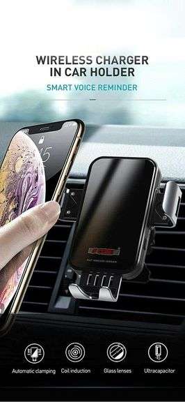 Wireless Car Charger Mount 15W Qi USB Fast Charging