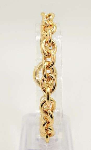 FANCY 18KT YELLOW GOLD PLATED OVAL LINK BRACELET