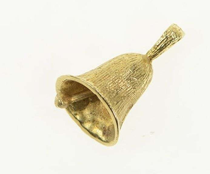 14K Yellow Gold 3D Articulated Wedding Bell Marriage Charm/Pendant