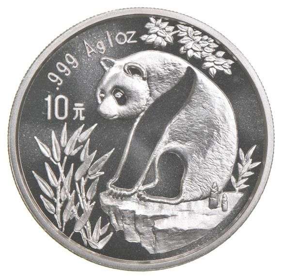 1993 China Panda 10 Yuan 1 Oz .999 Silver