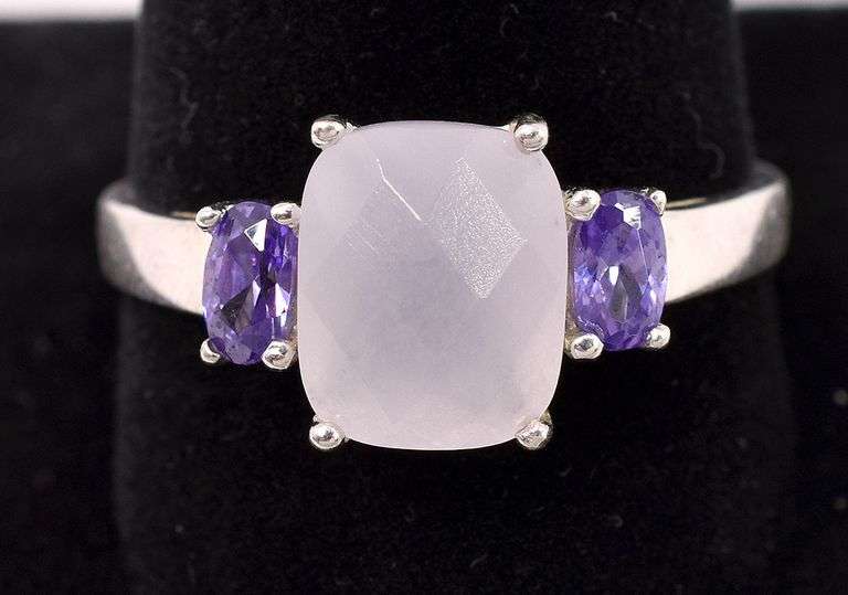 Rose Quartz And Purple Amethyst Ring In Sterling Silver