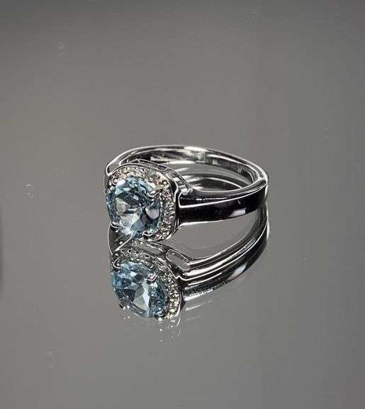Dazzling Rhodium Plated Natural 2.35 Ct Sky Blue Topaz Ring