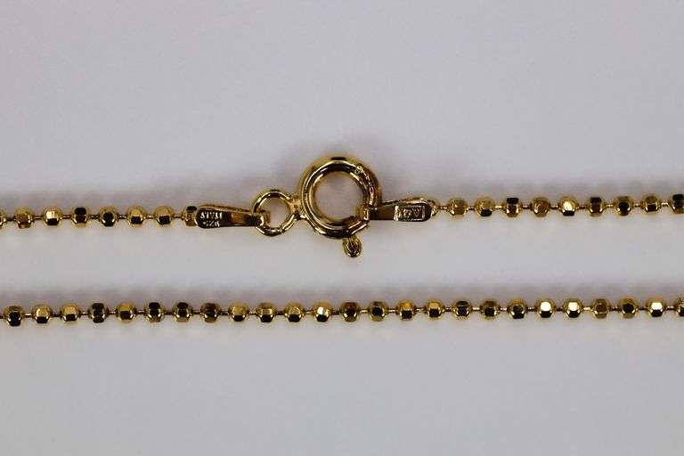 22k Yellow Gold Plated Sterling Silver Diamond-Cut Ball Bead Chain 1.5mm 925 Italy Dog Tag Necklace 16"