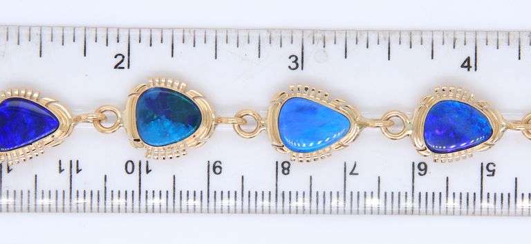 Gorgeous Yellow Gold 8 Station Boulder Opal Bracelet