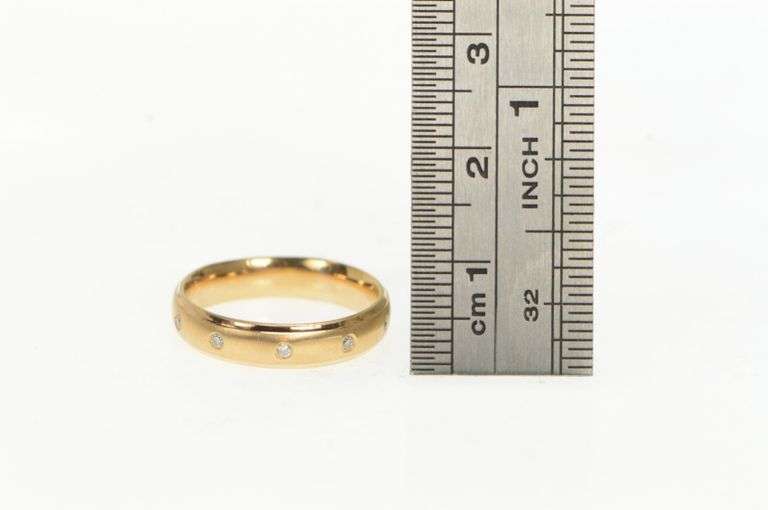 14K Rose Gold 4.3mm Flush Diamond Wedding Band Ring