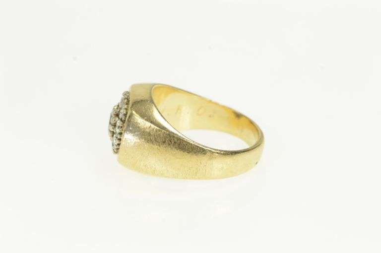 14K Yellow Gold 0.75 Ctw Diamond Men's Retro Statement Ring