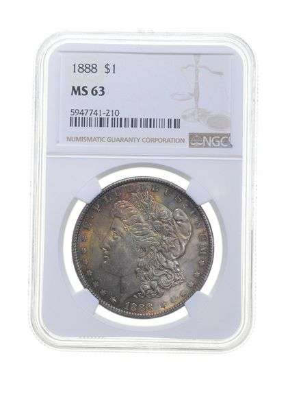 MS63 1888 Morgan Silver Dollar - Graded NGC Beautiful Tone