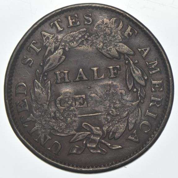 1834 Classic Head Half Cent - Counterstamped HF