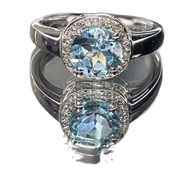 Dazzling Rhodium Plated Natural 2.35 Ct Sky Blue Topaz Ring