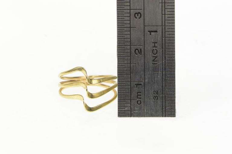 14K Yellow Gold 1960's Layered Wavy Curvy Statement Band Ring