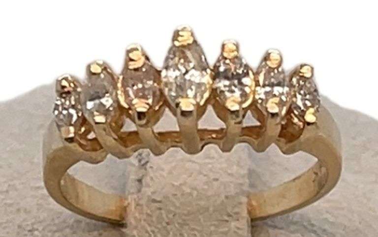 14K YELLOW GOLD CROWN RING WITH DIAMONDS