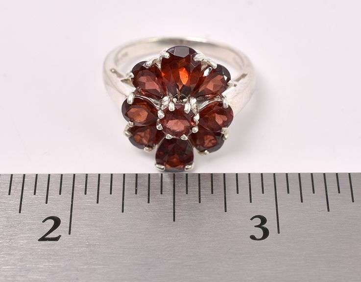 Red Garnet Ring In Sterling Silver