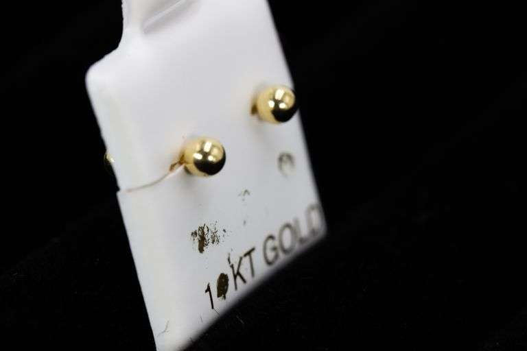 10k Yellow Gold 3mm Round Ball Stud Earrings