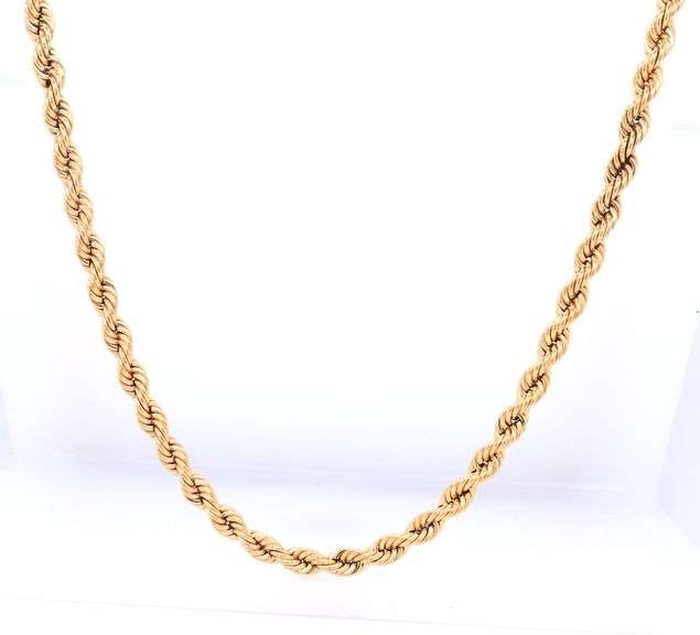 Simple Yellow Gold Rope Chain Necklace