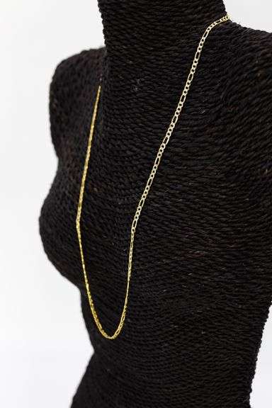 10k Yellow Gold-Hollow Pave Figaro Link Chain 3.3mm Necklace 18"