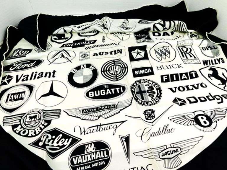 Rare Vintage Automobile Makers Silk Scarf