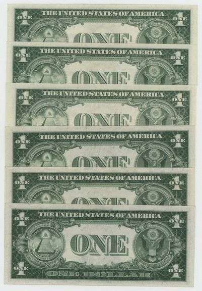 6 Gem CU $1 Silver Certificates: 3 1935-C & 3 1935-E