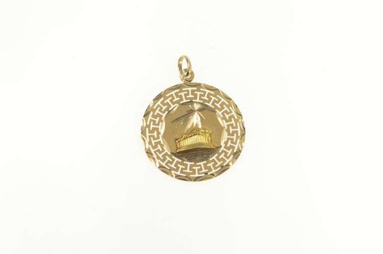 9K Yellow Gold Greek Motif Parthenon Aeternae Mythology Charm/Pendant