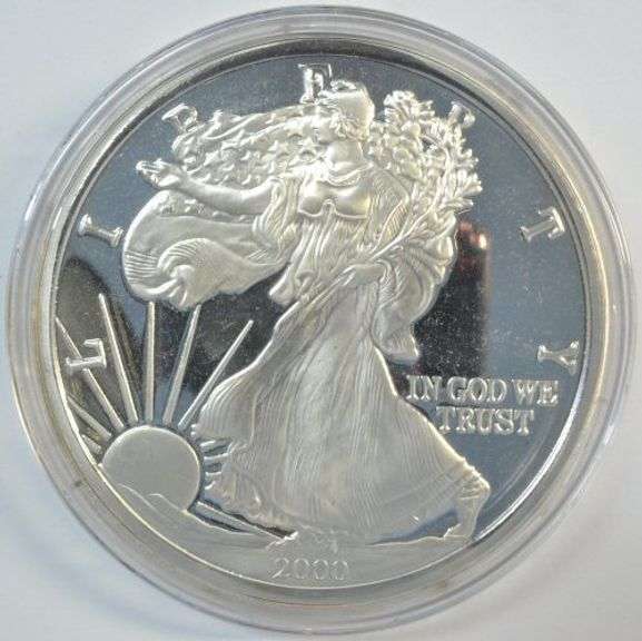 Superb One Half Troy Pound pure Silver Eagle dated 2000. Box/COA