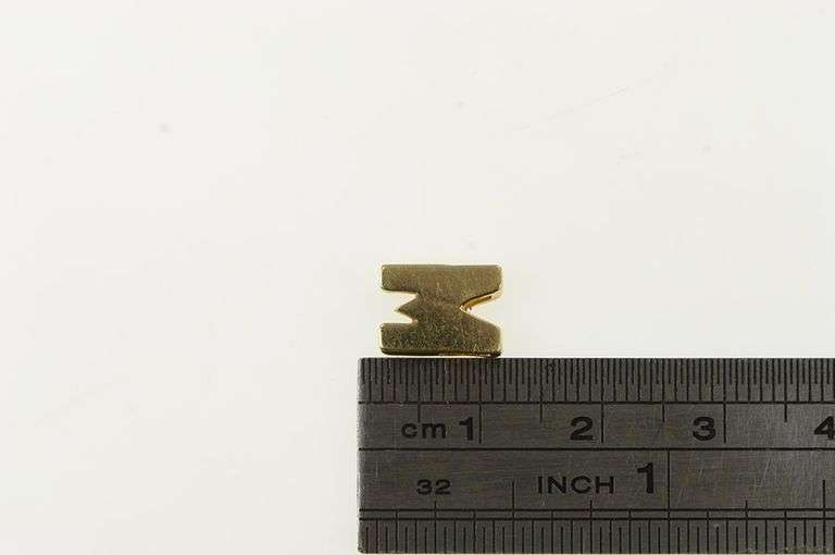 14K Yellow Gold M Squared Boxy Letter Initial Monogram Pendant